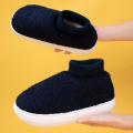 Stretch Fabric Elastic Socks Chunky Heel Ankle Unisex Boots Slip-on Solid Couple Shoes Winter Warm Fleece Men's Casual Shoes